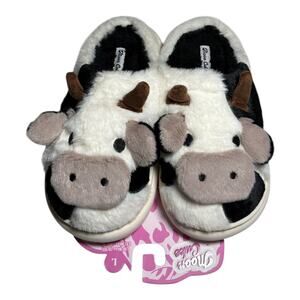 Moon Cake Cow Plush Memory Foam Slippers Women's L 9/10 EU 40/41 NWT